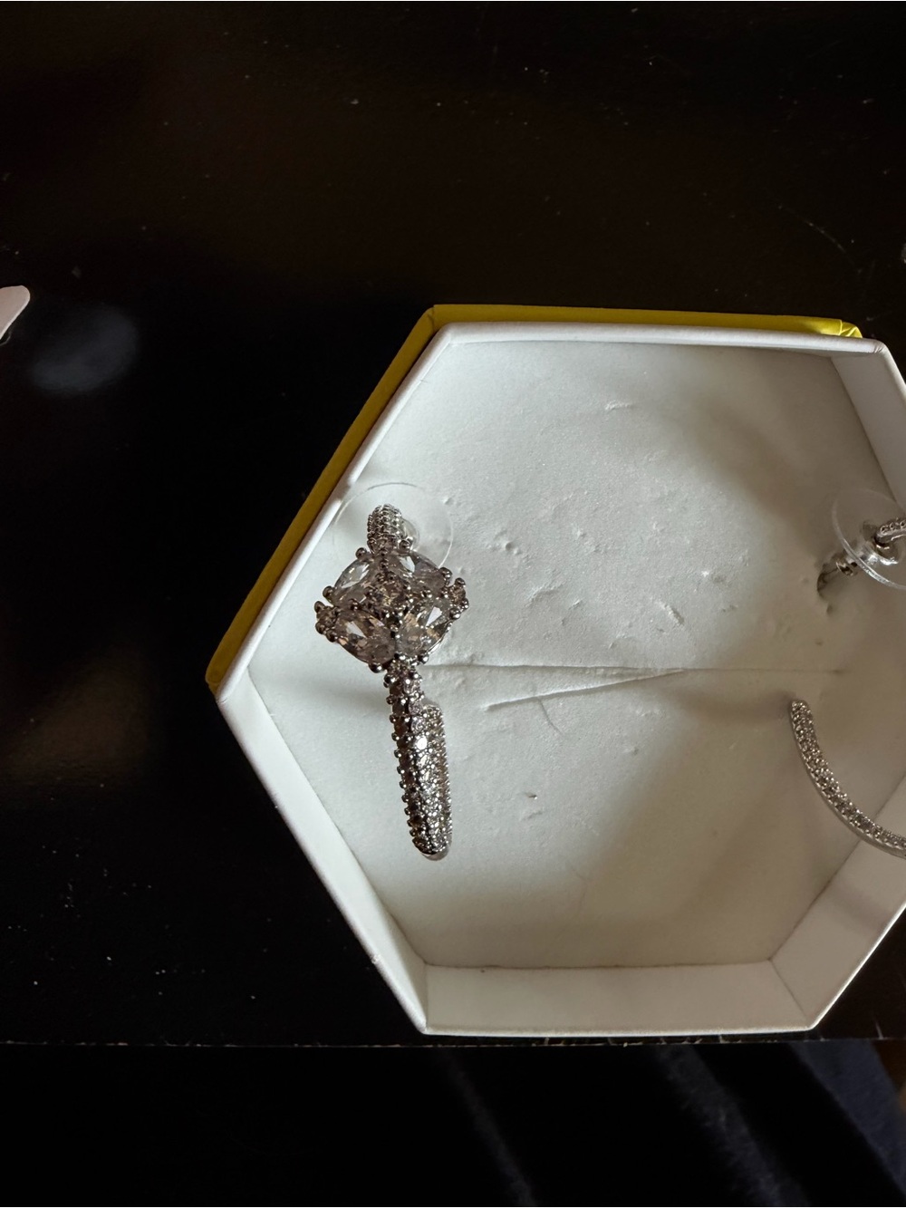 CZ on Rhodium OG Hoops - Picture 2 of 3